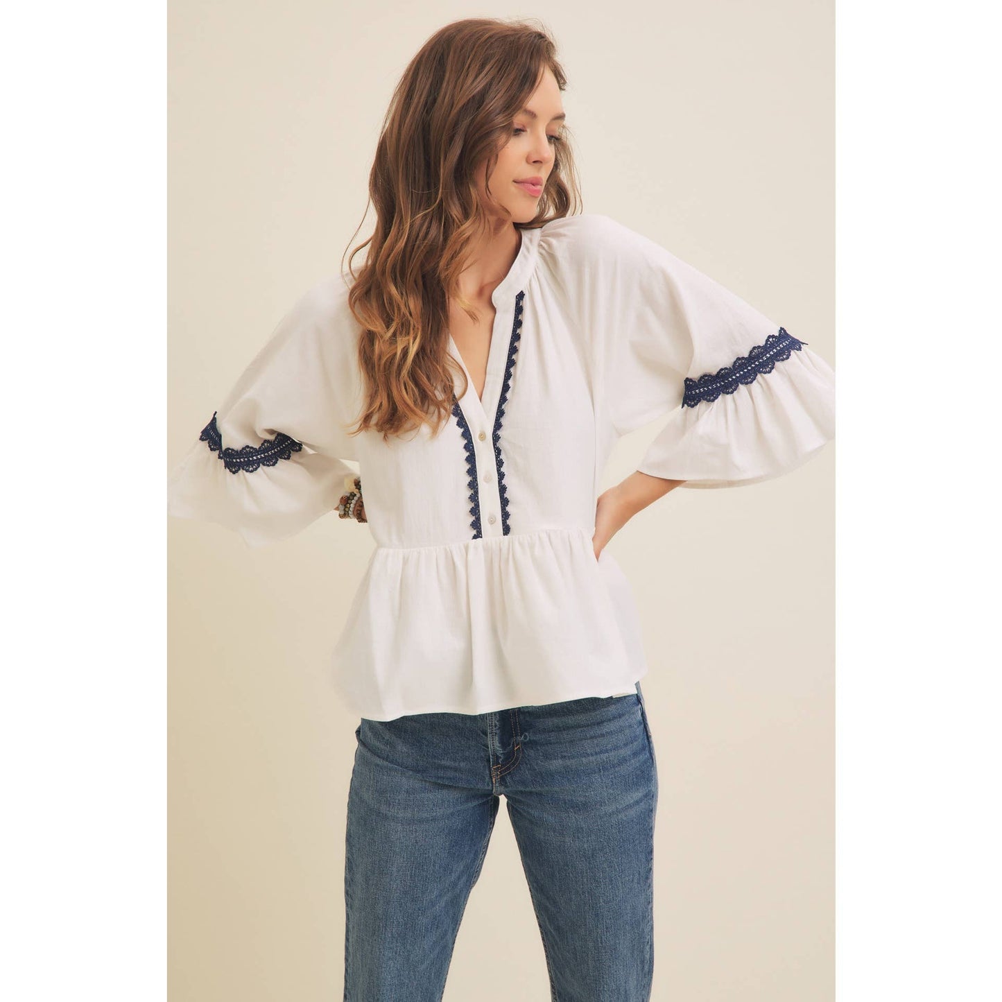 Peplum Trim Top