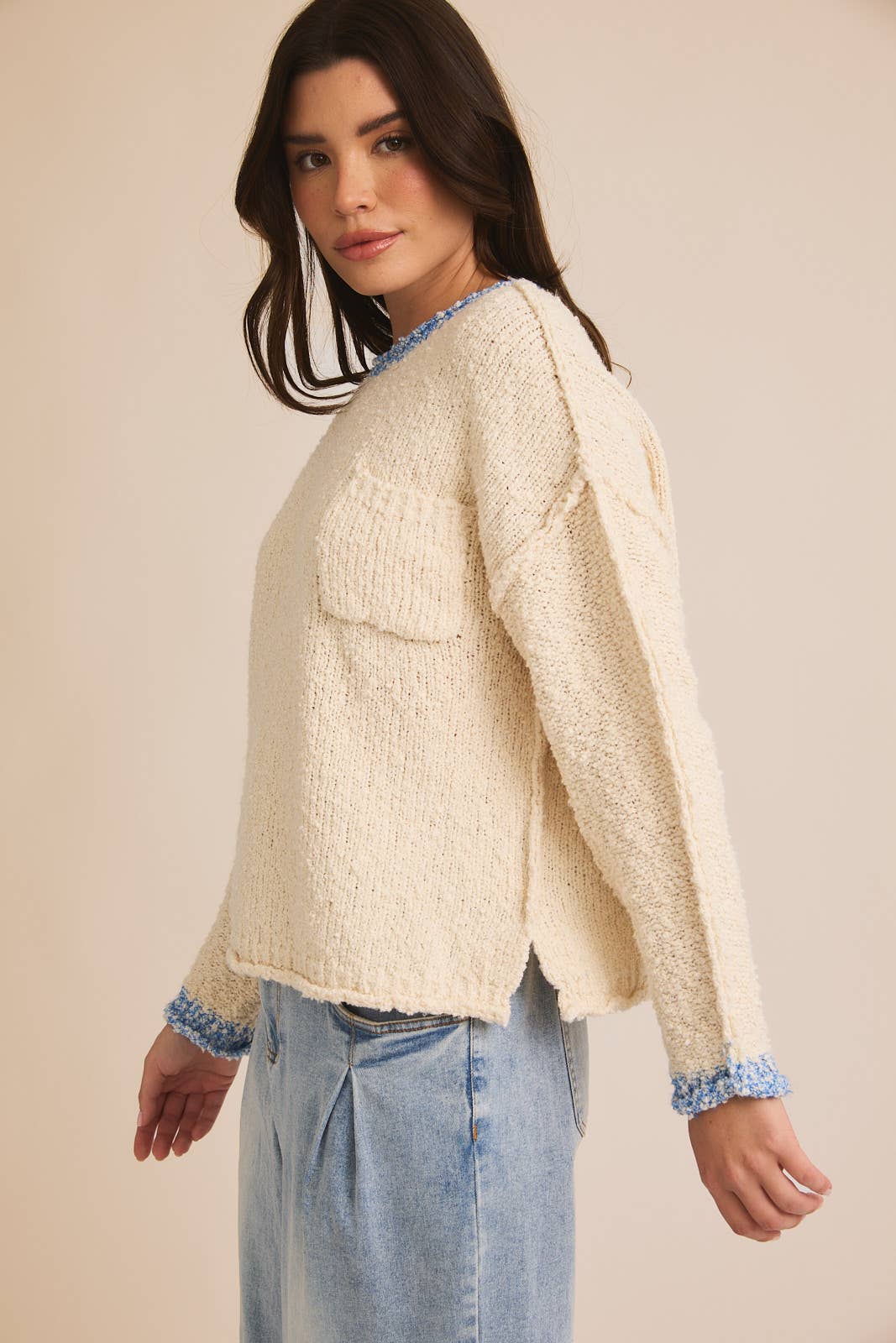 Boat Neck Long Sleeve Sweater