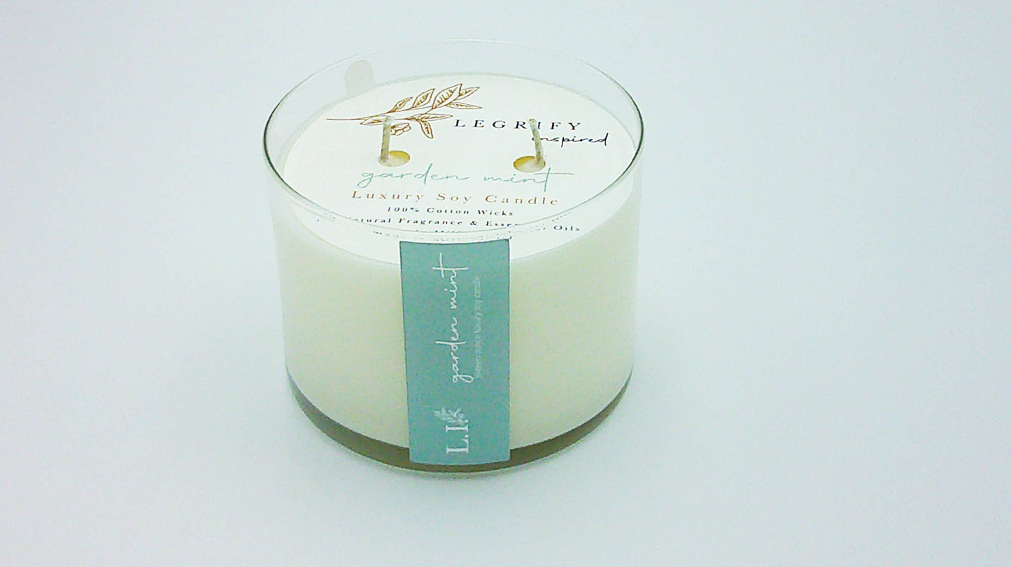 Garden Mint Classic Glass 2 Wick Soy Candle