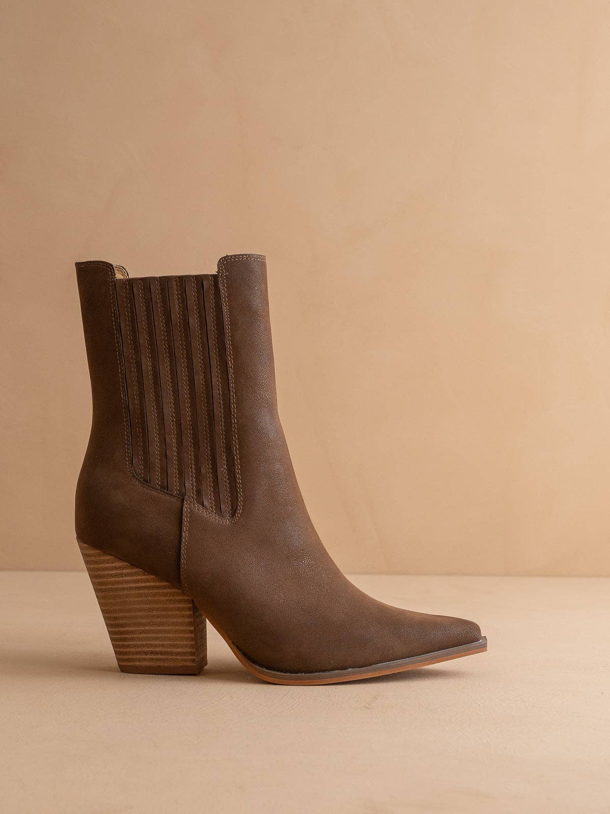 The Lydia | Coffee Suede Pointed Toe Western Bootie