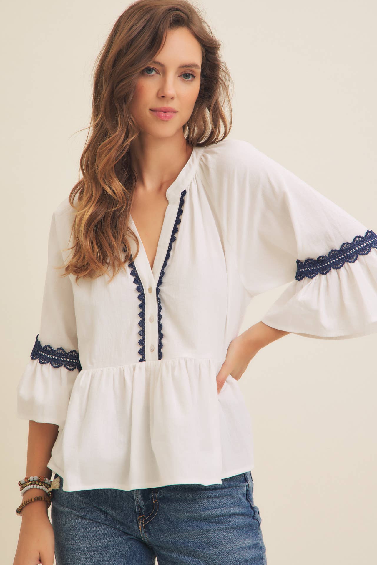 Peplum Trim Top