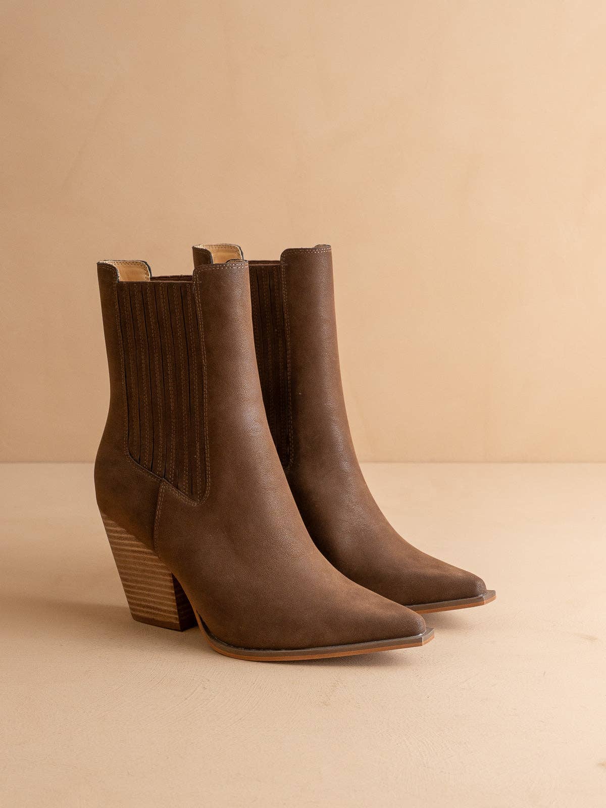 The Lydia | Coffee Suede Pointed Toe Western Bootie