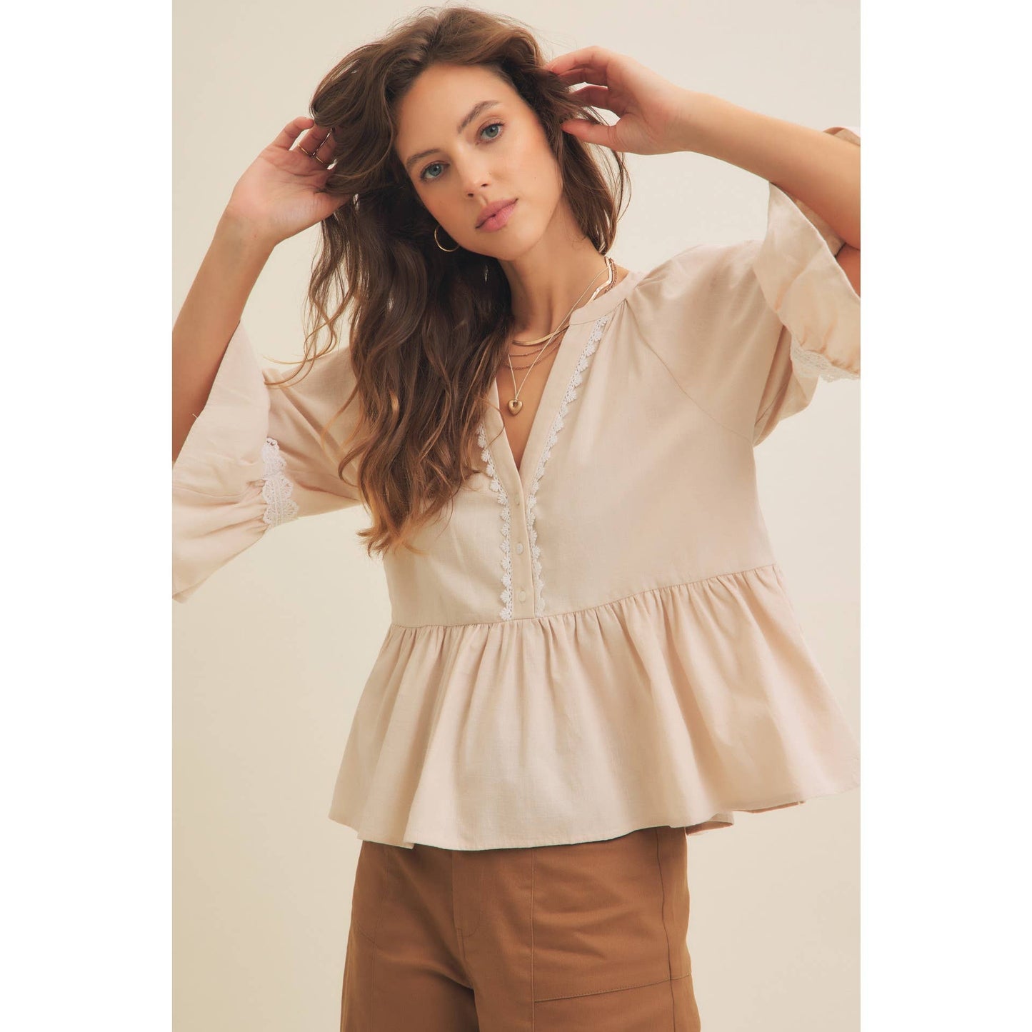 Peplum Trim Top
