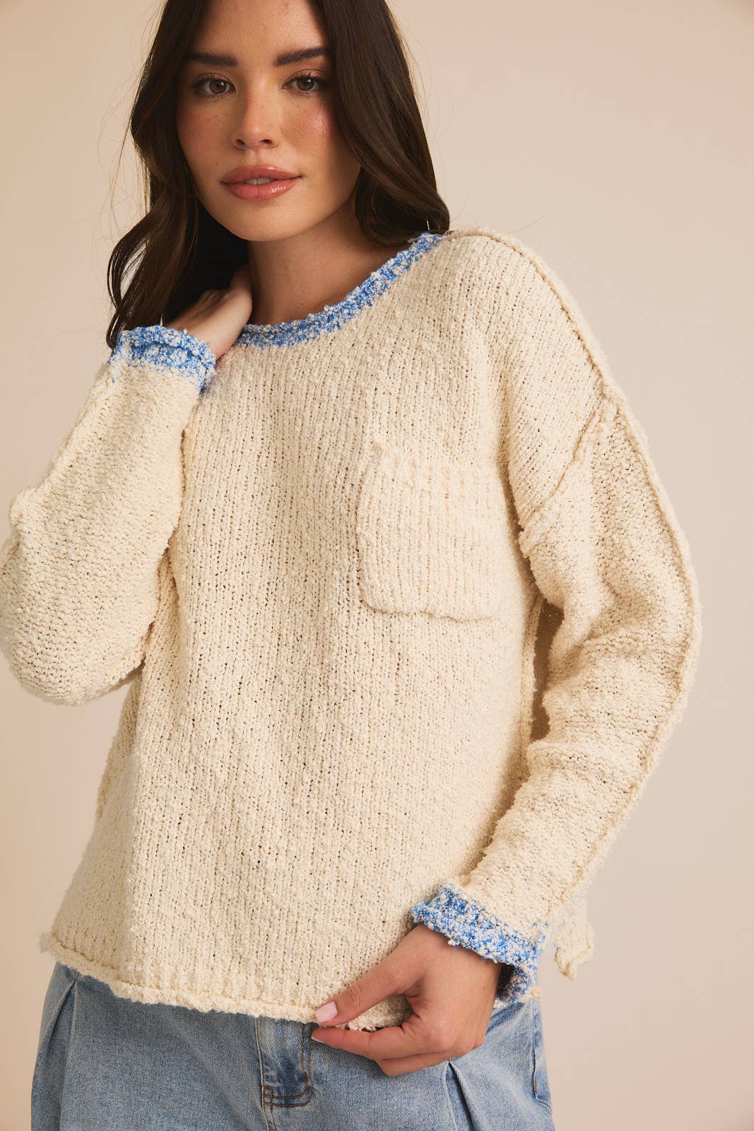 Boat Neck Long Sleeve Sweater