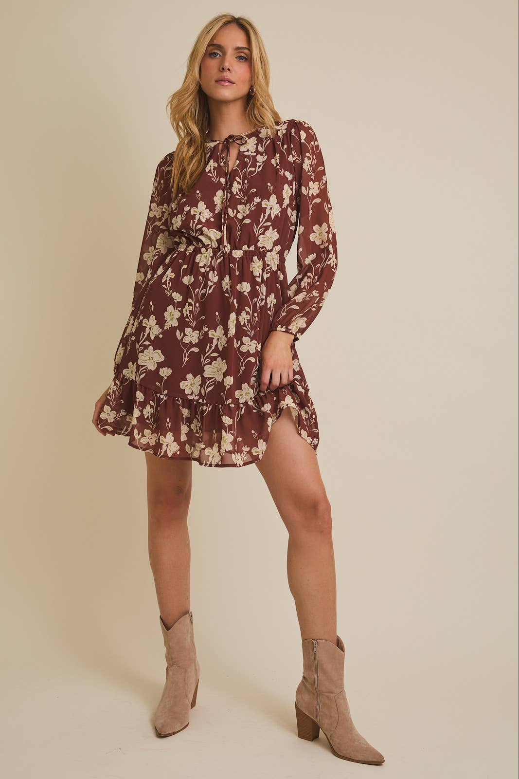 Flare Hem Floral Dress