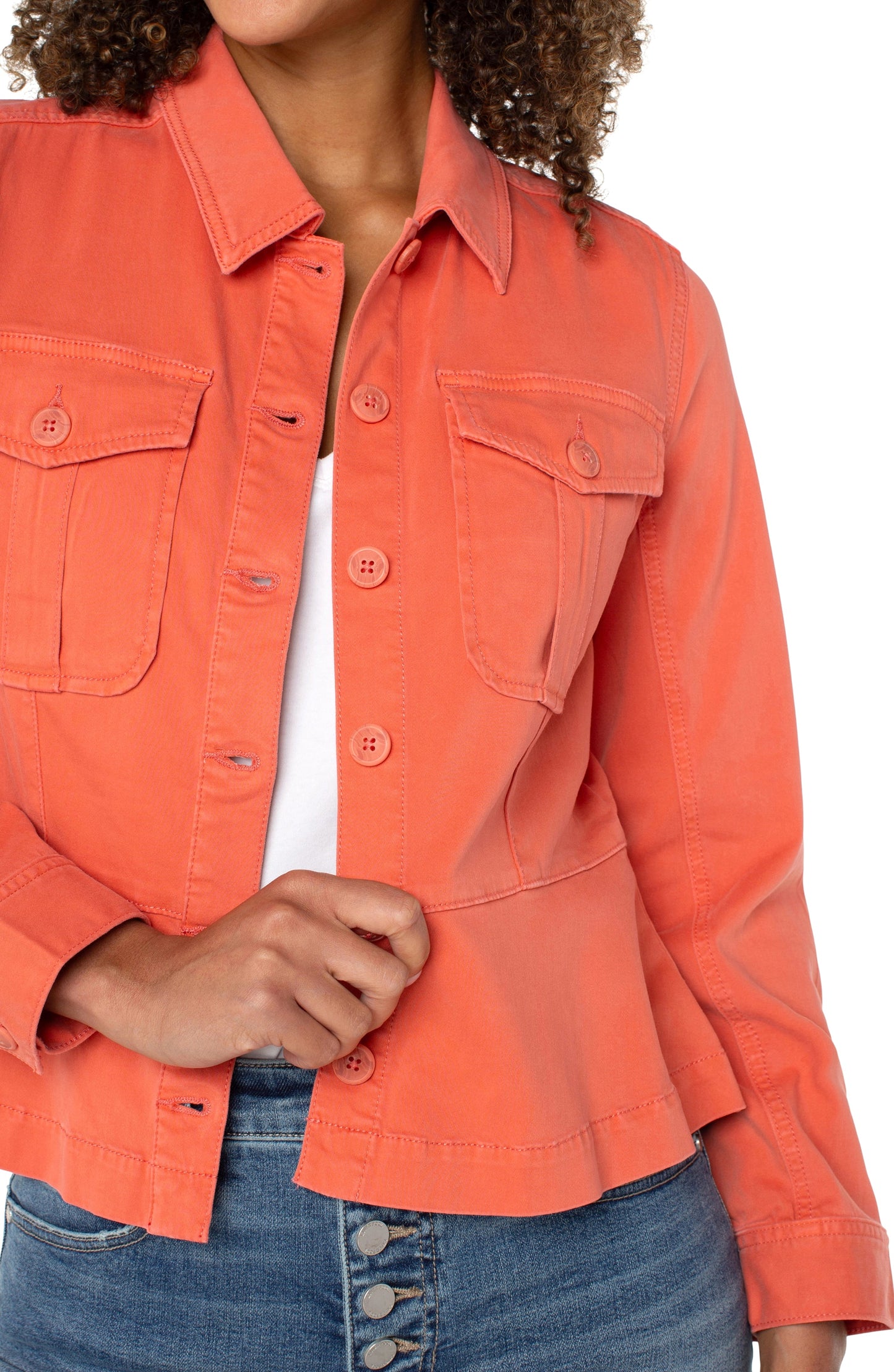 Trucker Jacket With Peplum Hem by Liverpool