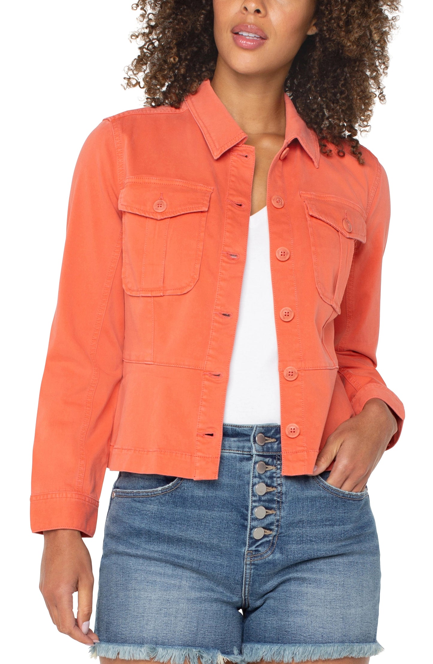 Trucker Jacket With Peplum Hem by Liverpool