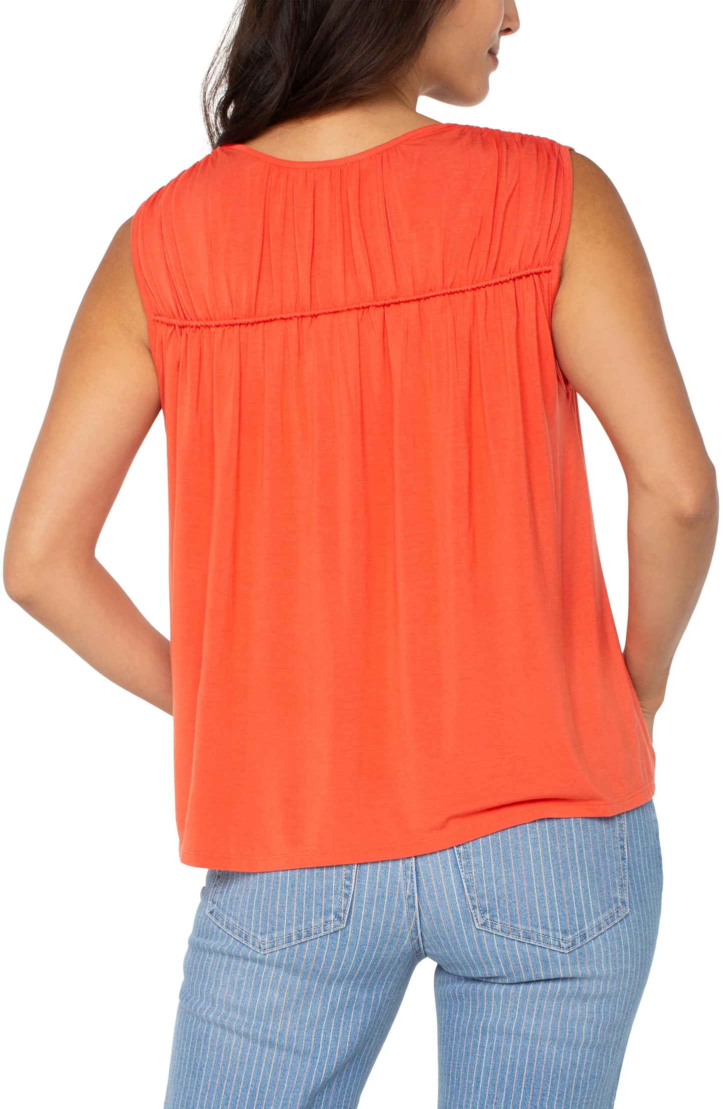 Sleeveless Shirred Detail Knit Top by Liverpool