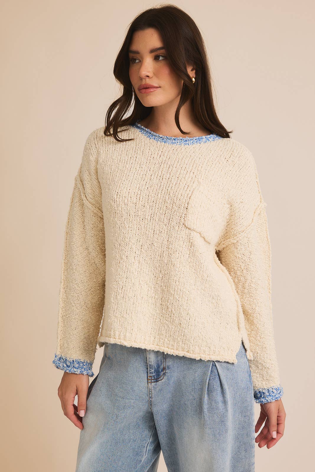 Boat Neck Long Sleeve Sweater