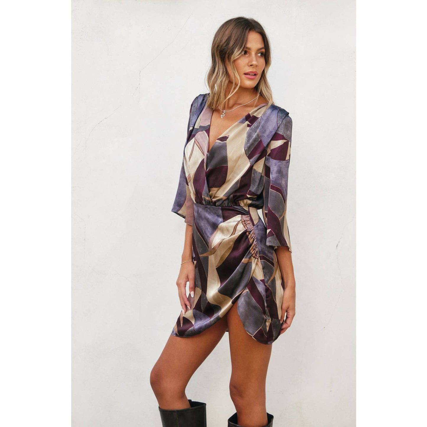 Notable Sensation Surplice Mini Dress