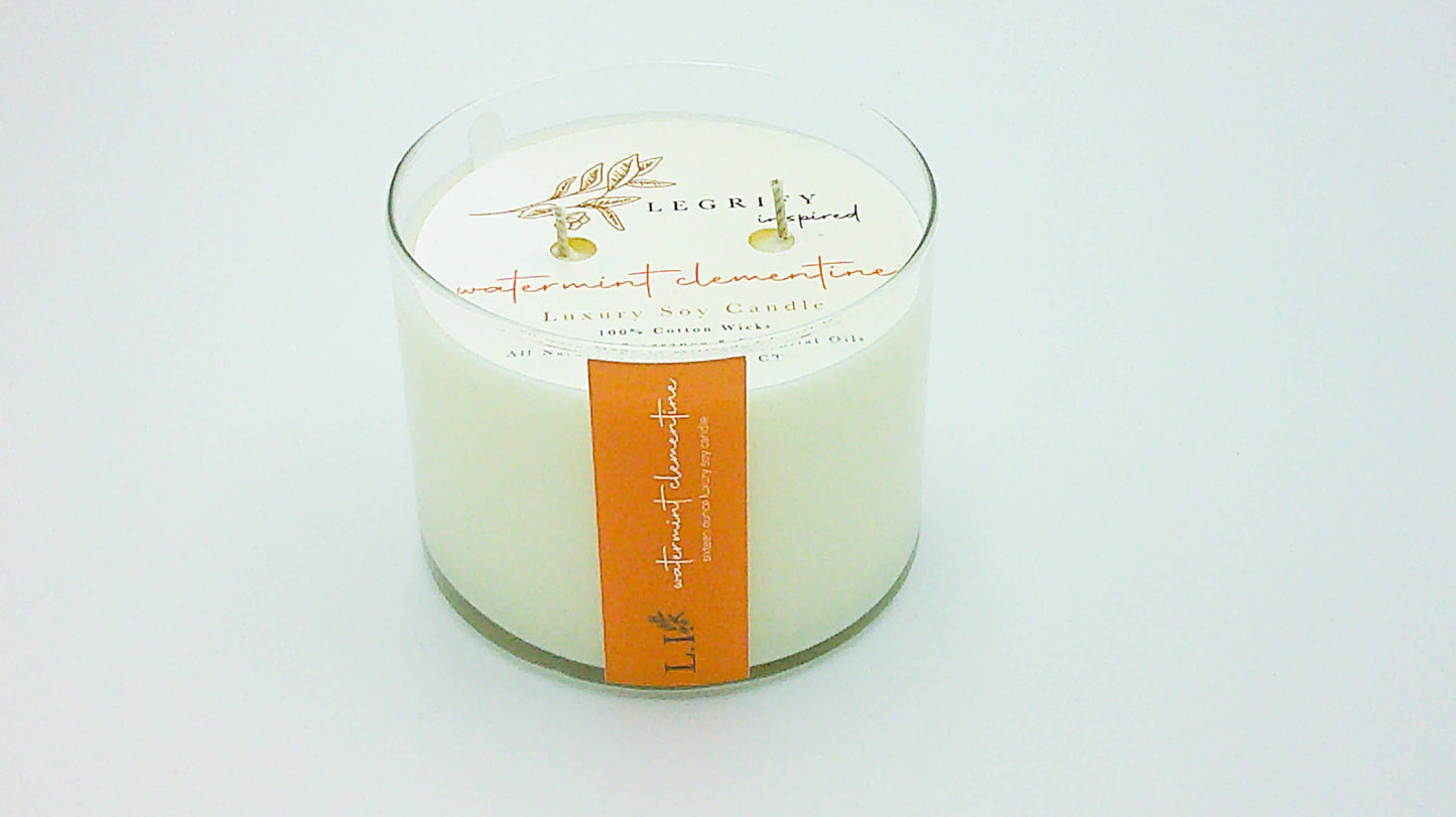 Watermint Clementine Classic Glass 2 Wick Soy Candle