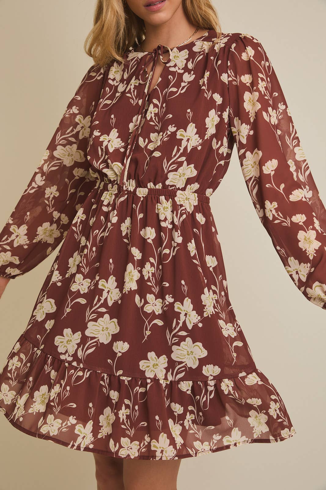 Flare Hem Floral Dress