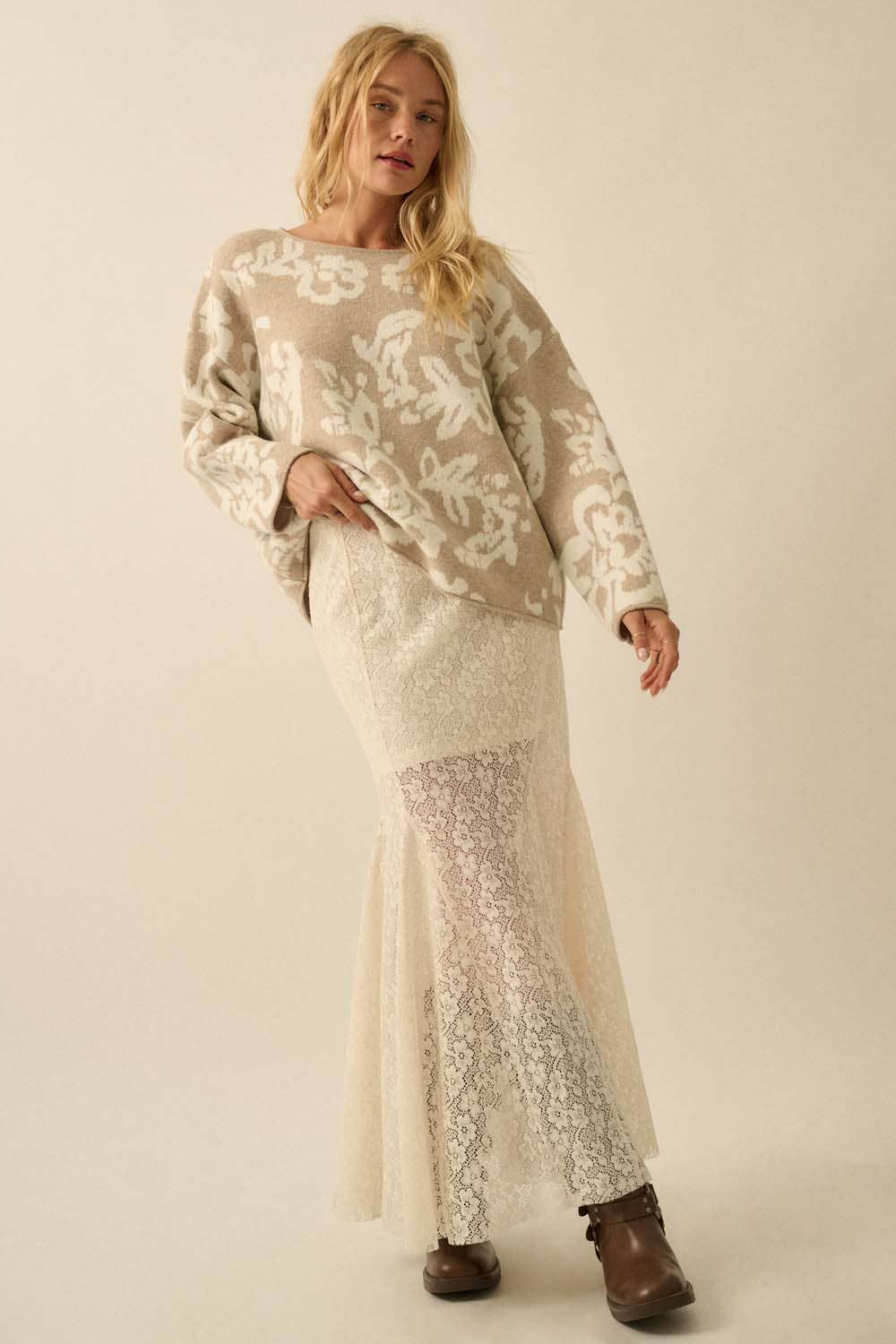 Floral Jacquard-Sweater