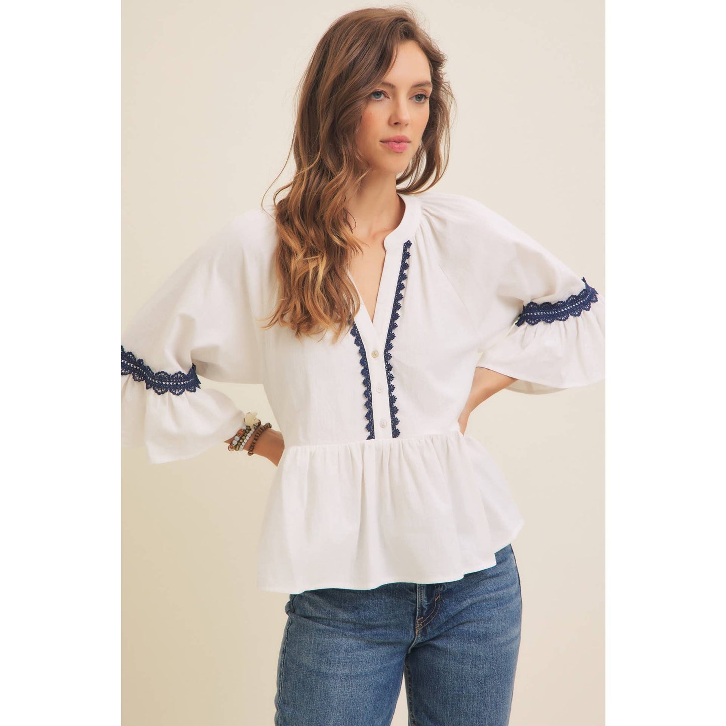 Peplum Trim Top