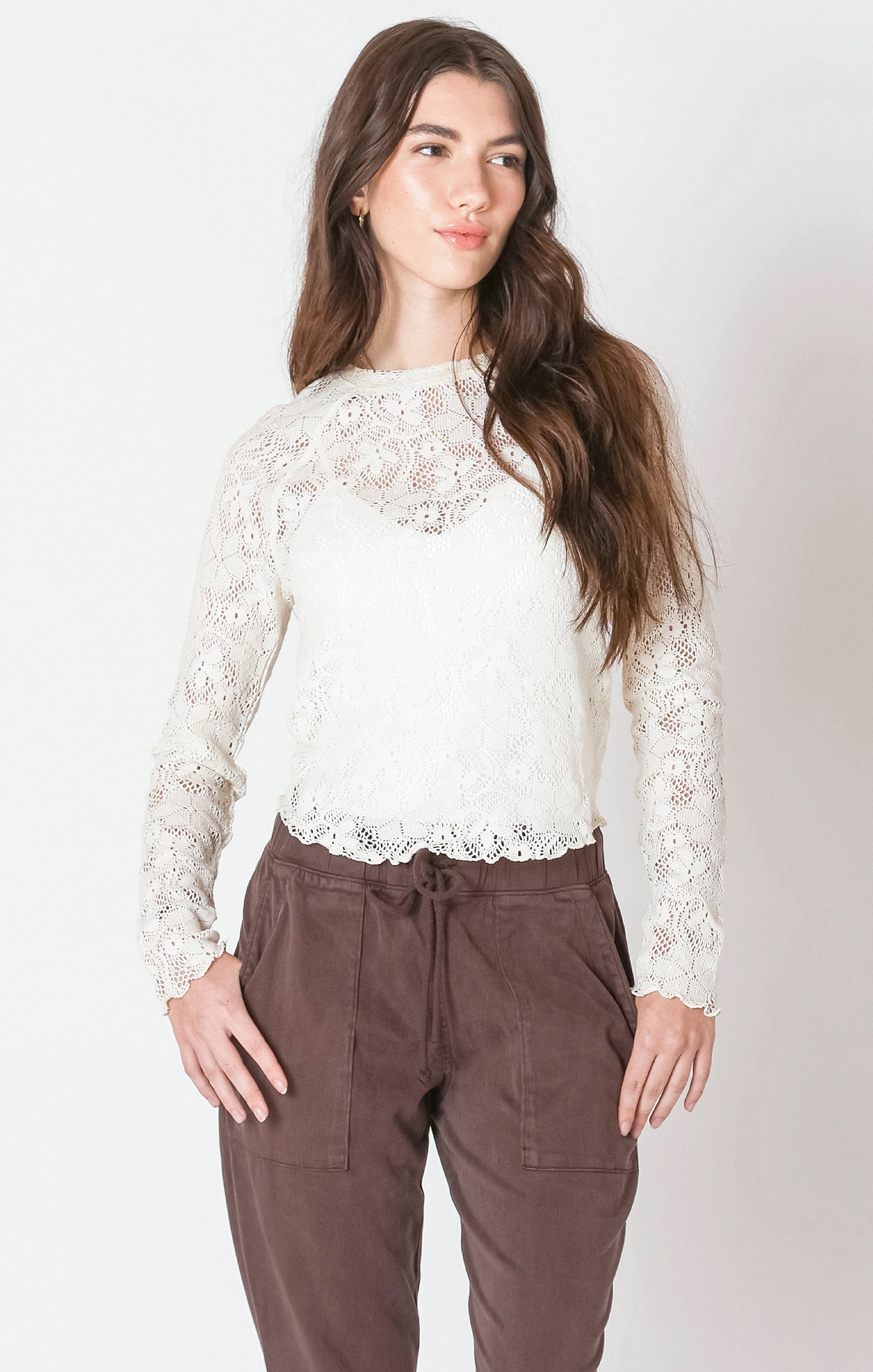 Dex Clothing Exposed Seam Lace Top