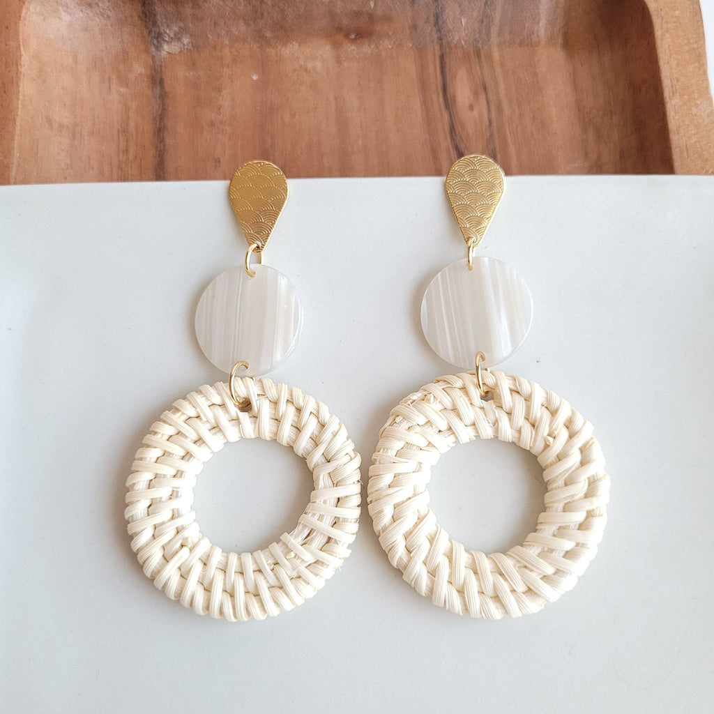 Lana Earrings - Light Rattan Seashell // Resort, Jewelry