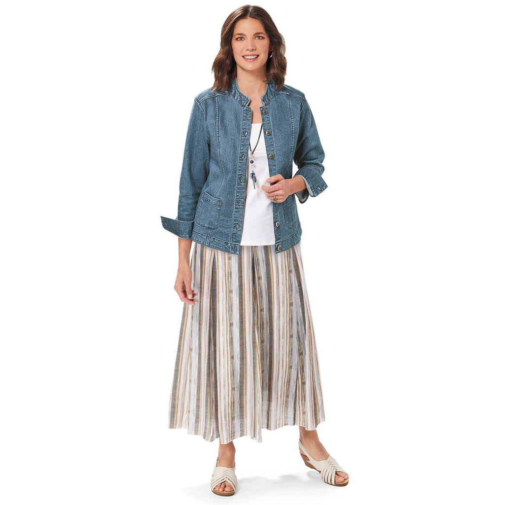 Ruffle Trimmed Denim Jacket