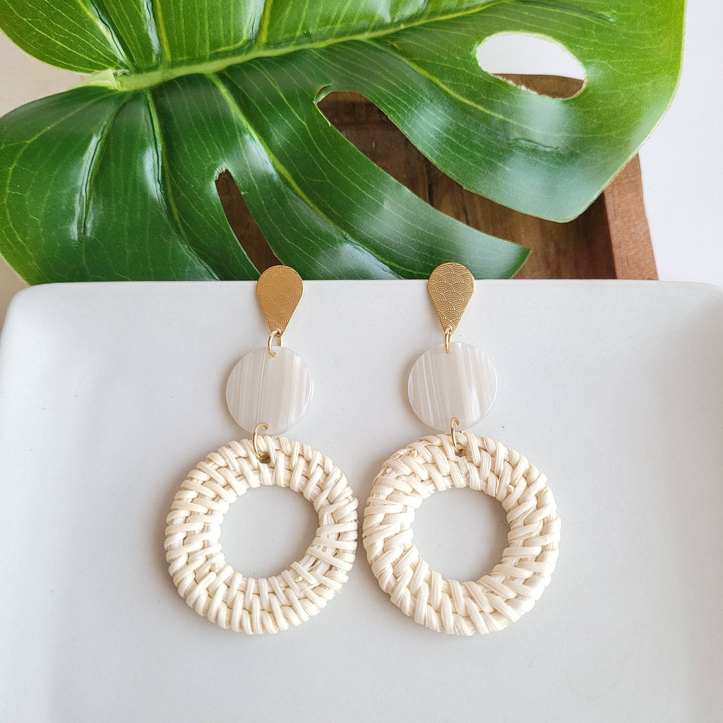 Lana Earrings - Light Rattan Seashell // Resort, Jewelry