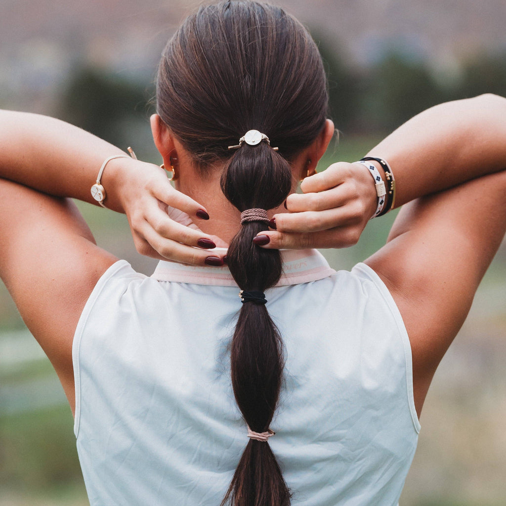 "Drive" Black & Cream Hair Tie Bracelets with Removable Ball Marker