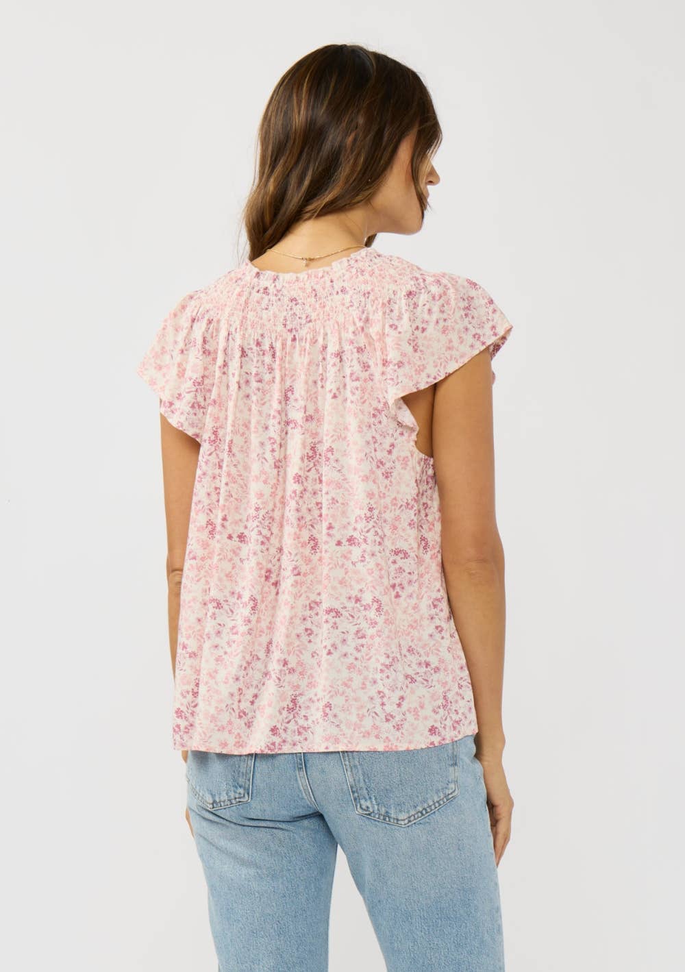 Floral Smocked Flutter Top
