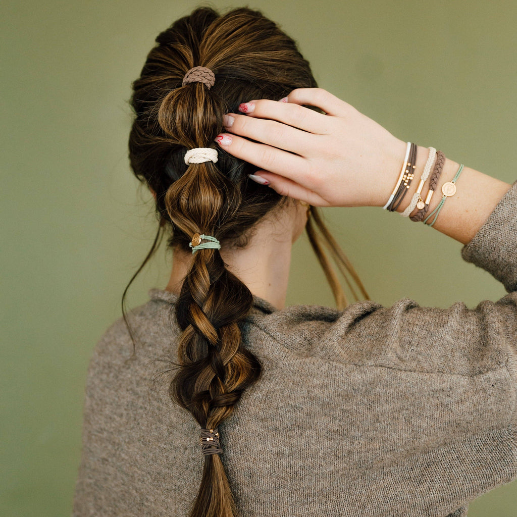 "Climb" Natural Colors with Gold Mountain Accent hair Tie Bracelets