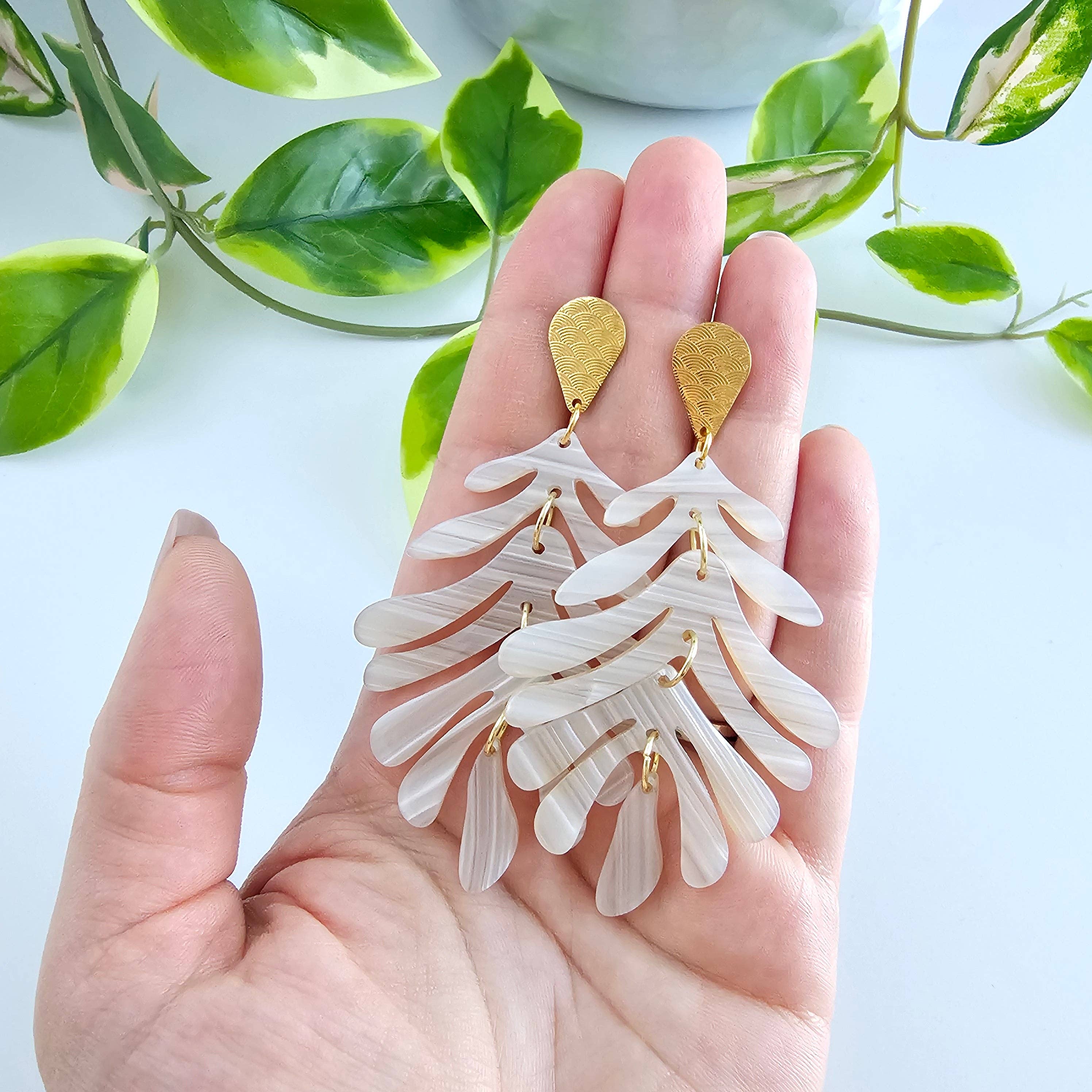 Palm Earrings - Seashell // Jewelry, Resort