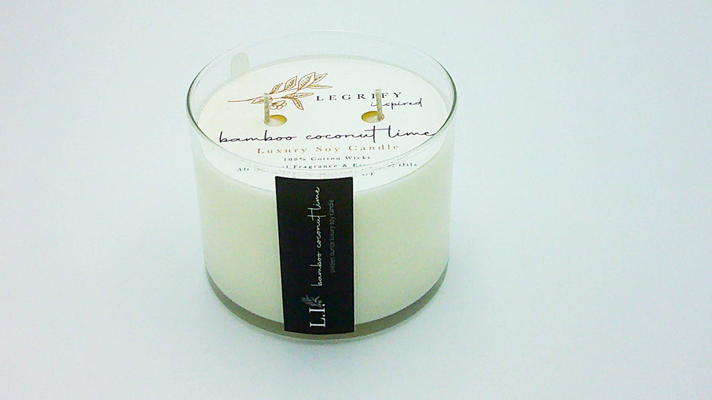 Bamboo Coconut Lime Classic Glass 2 Wick Soy Candle