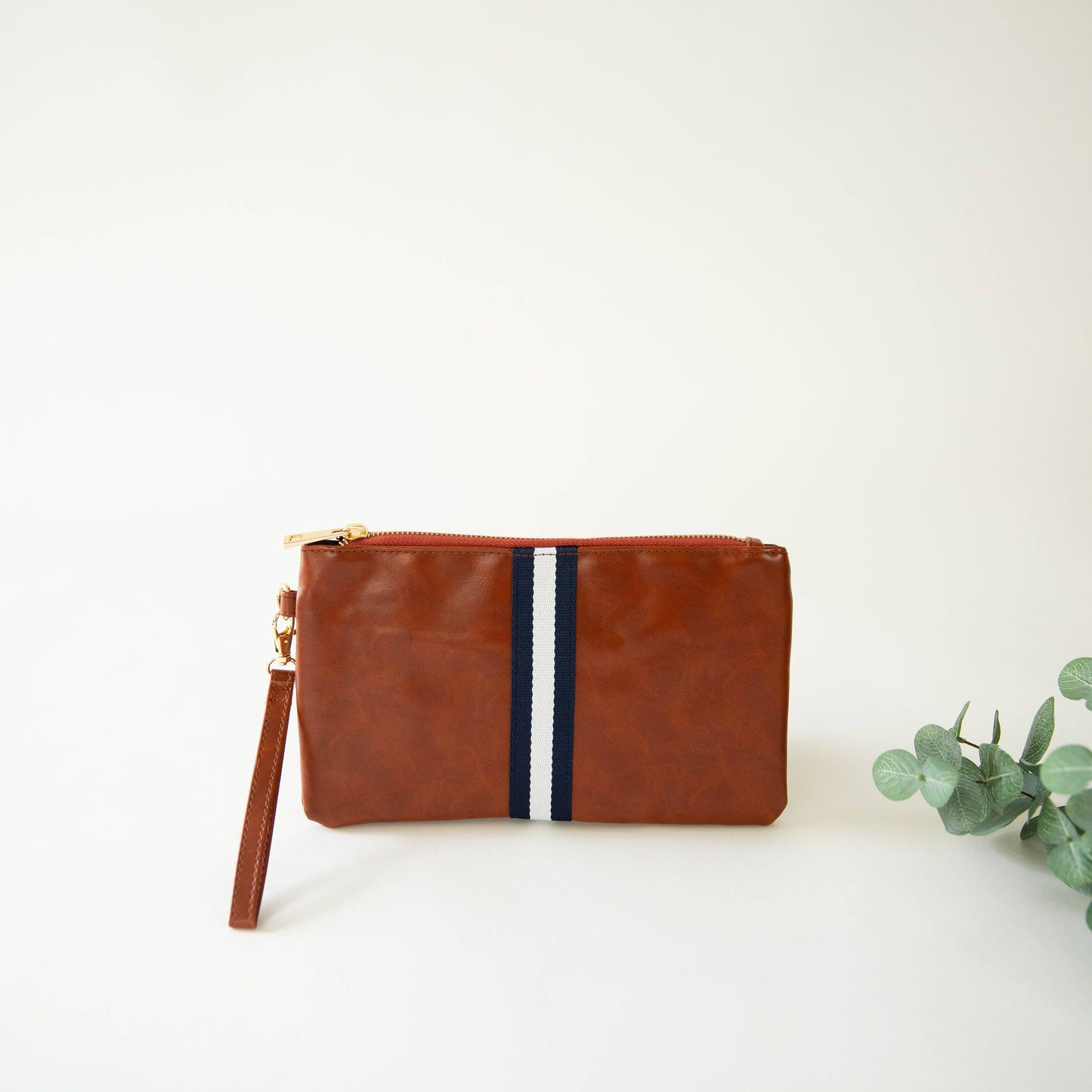 Preppy Stripe Zipper Clutch - Navy/White