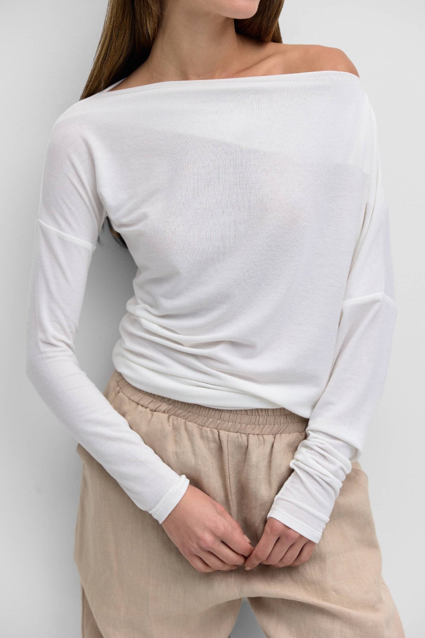 The Rhea Top | Long Sleeve Top with Asymmetrical Neckline