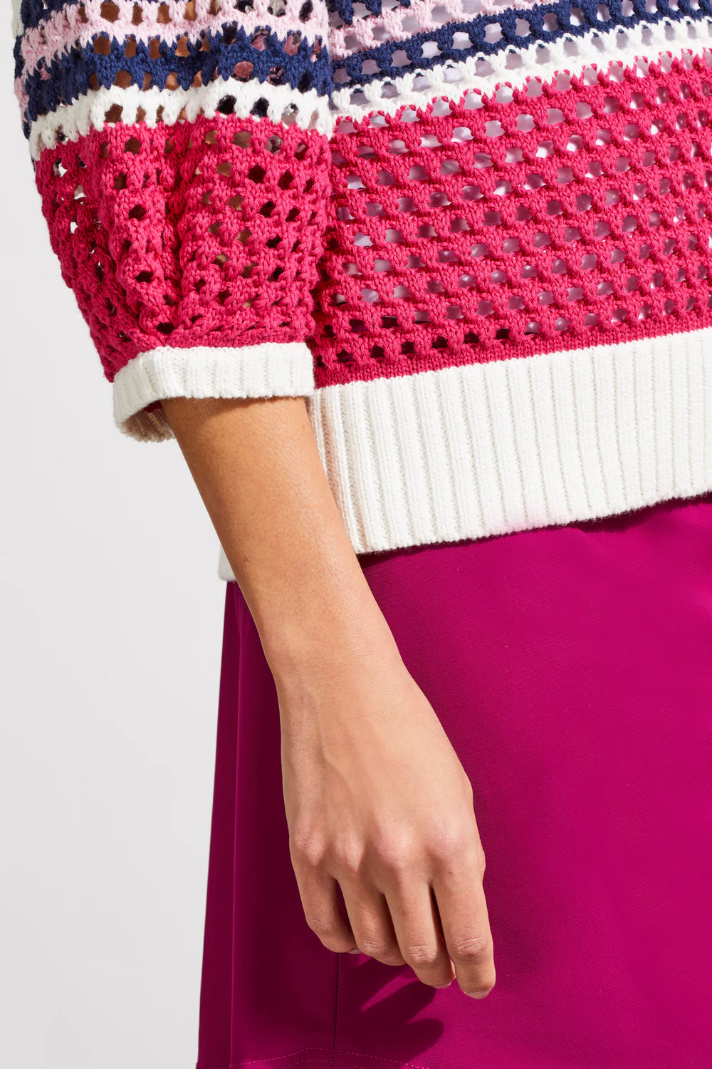 Cotton Crew Neck Eyelet Sweater