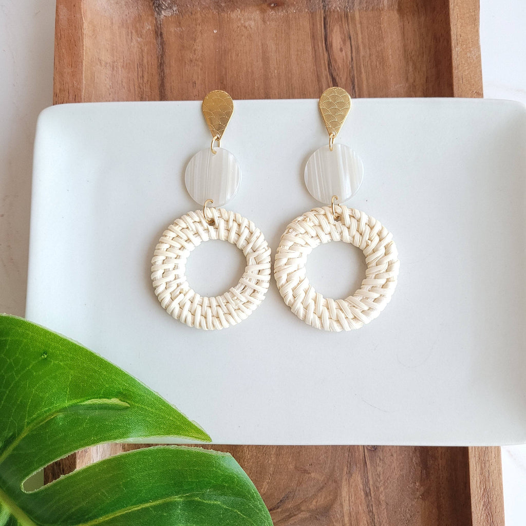 Lana Earrings - Light Rattan Seashell // Resort, Jewelry