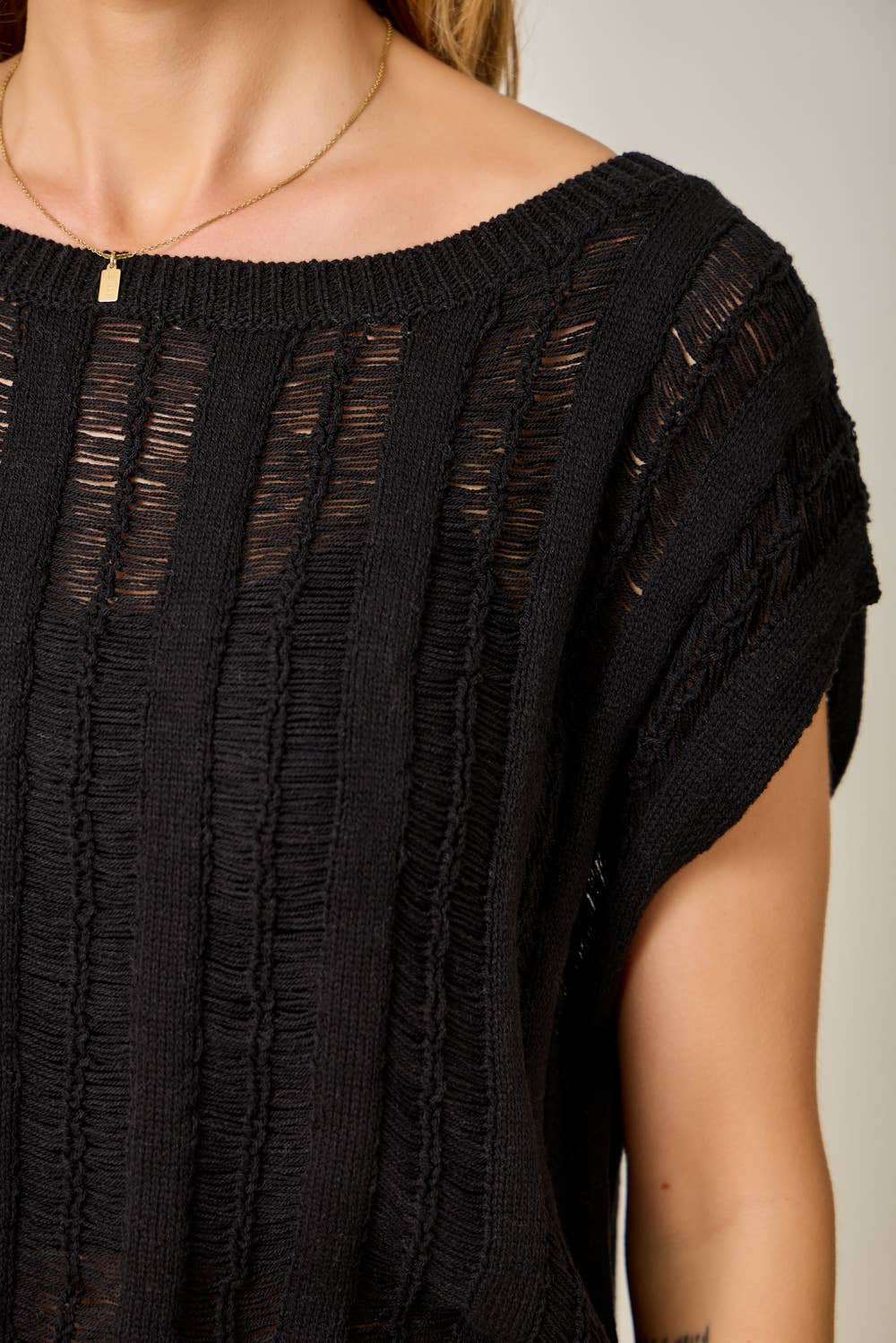Ladder Knit Boxy Sweater