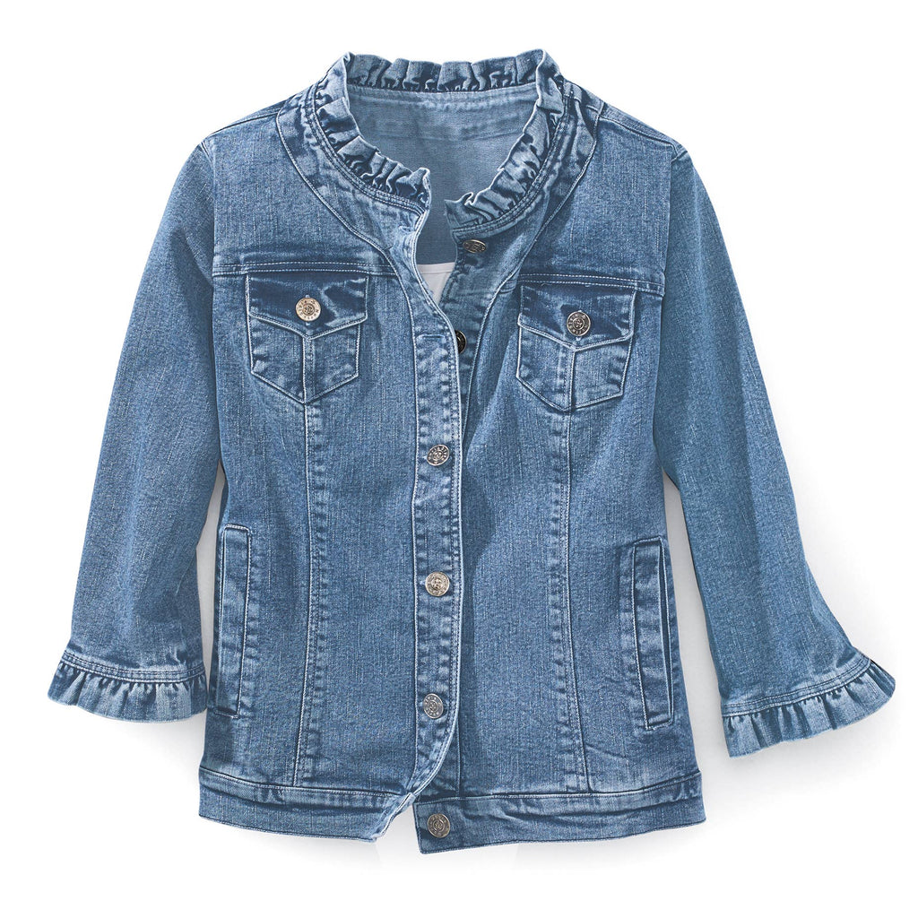 Ruffle Trimmed Denim Jacket