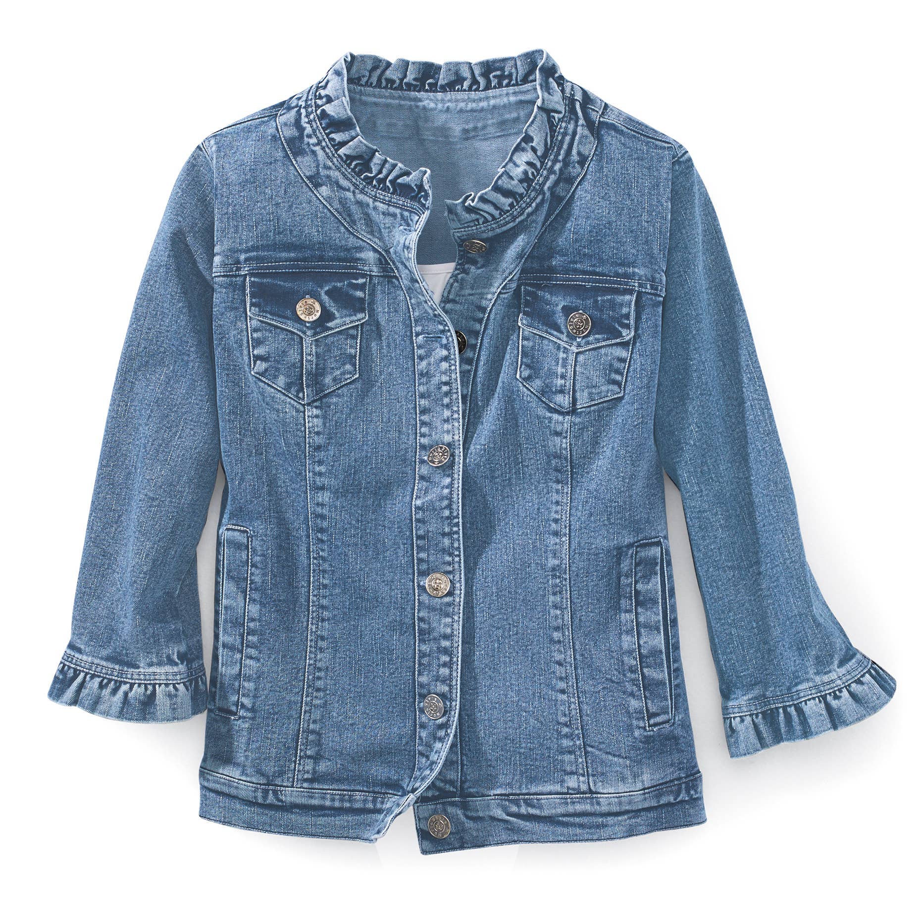 Ruffle Trimmed Denim Jacket