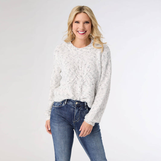 Alivia Sparkle Sweater w/ Front Cable Knit Tree - Christmas