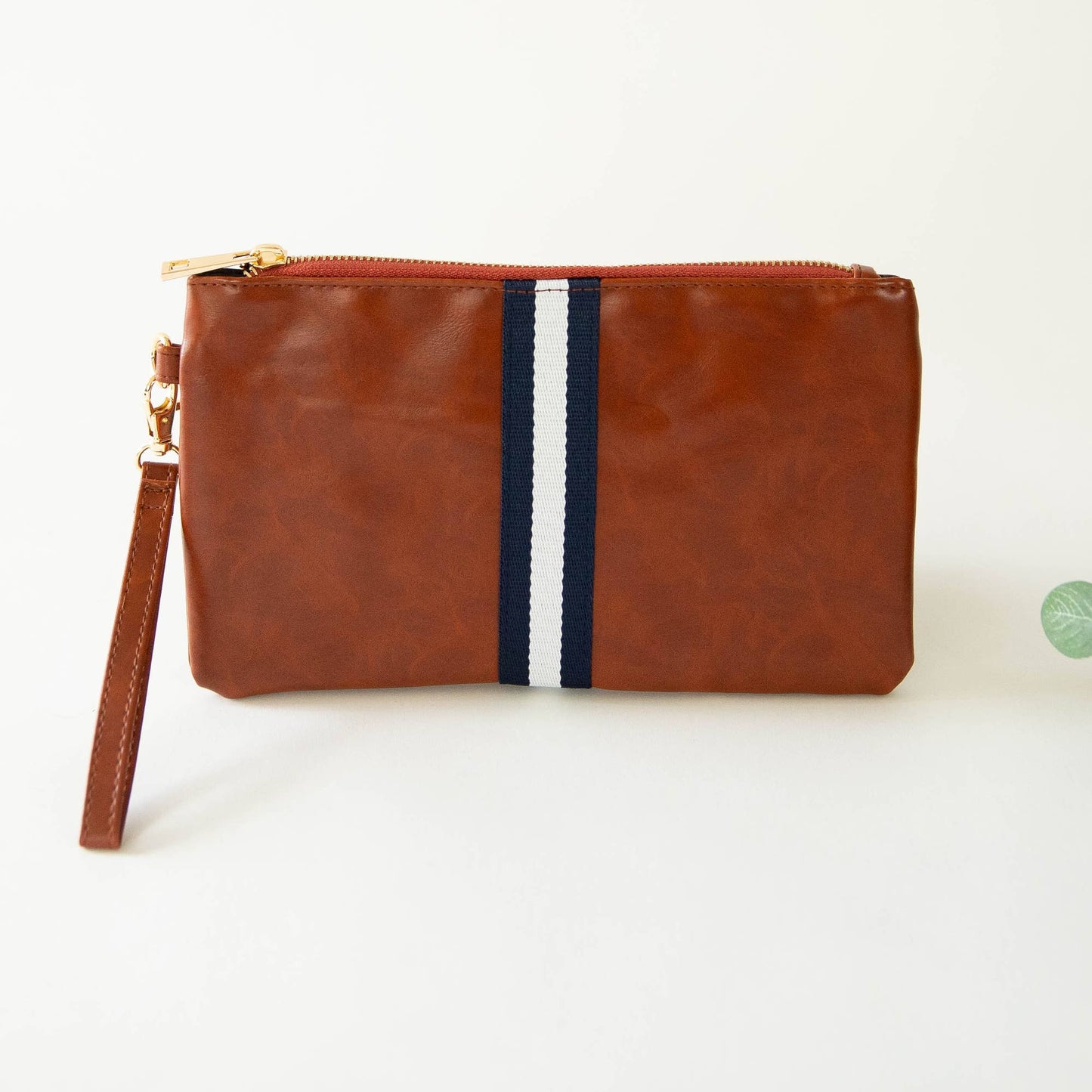 Preppy Stripe Zipper Clutch - Navy/White