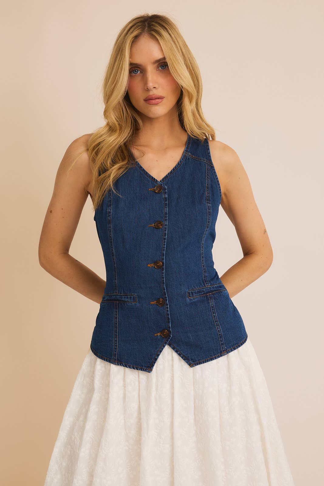 Button Down Denim Vest