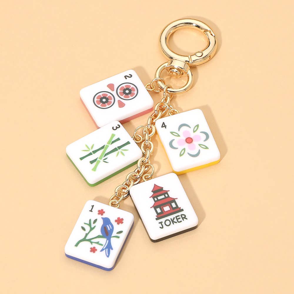 Mahjong Tile Drop Keychain Bag Charm