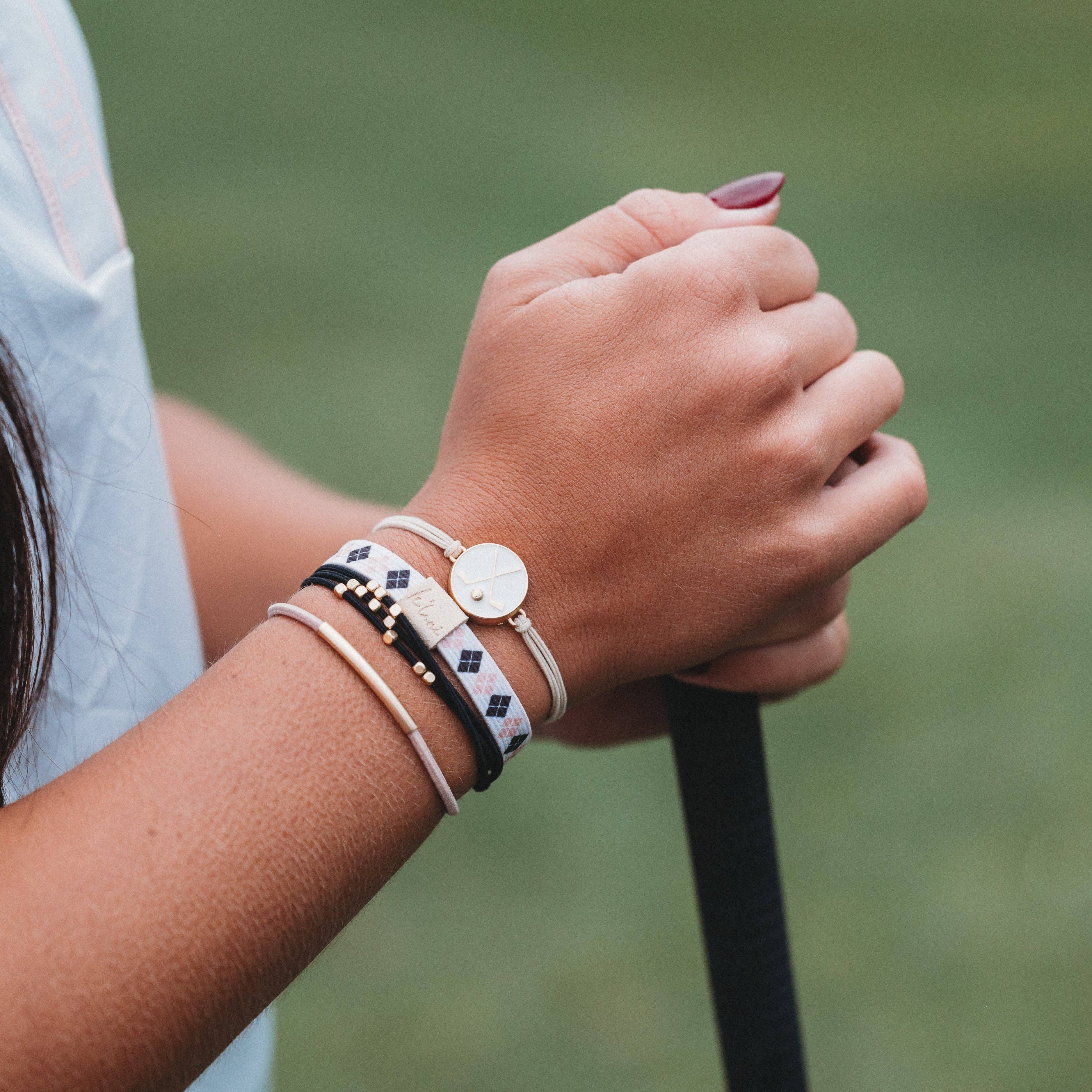 "Drive" Black & Cream Hair Tie Bracelets with Removable Ball Marker