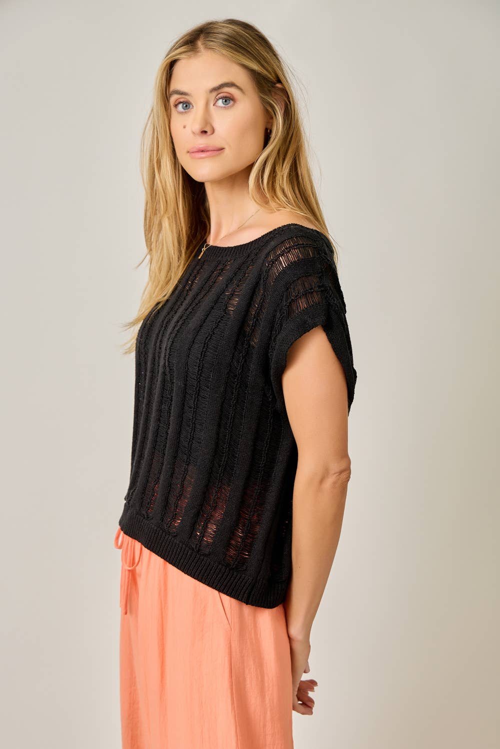 Ladder Knit Boxy Sweater