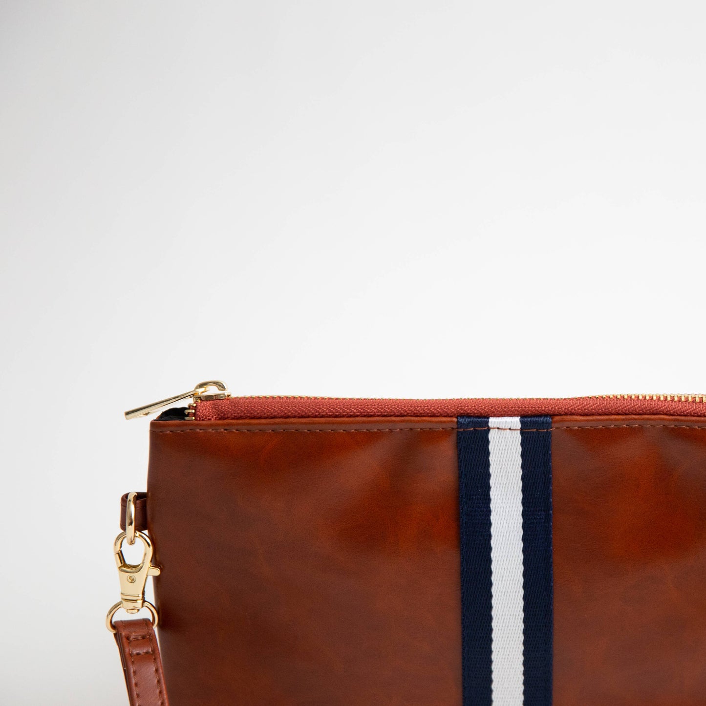 Preppy Stripe Zipper Clutch - Navy/White