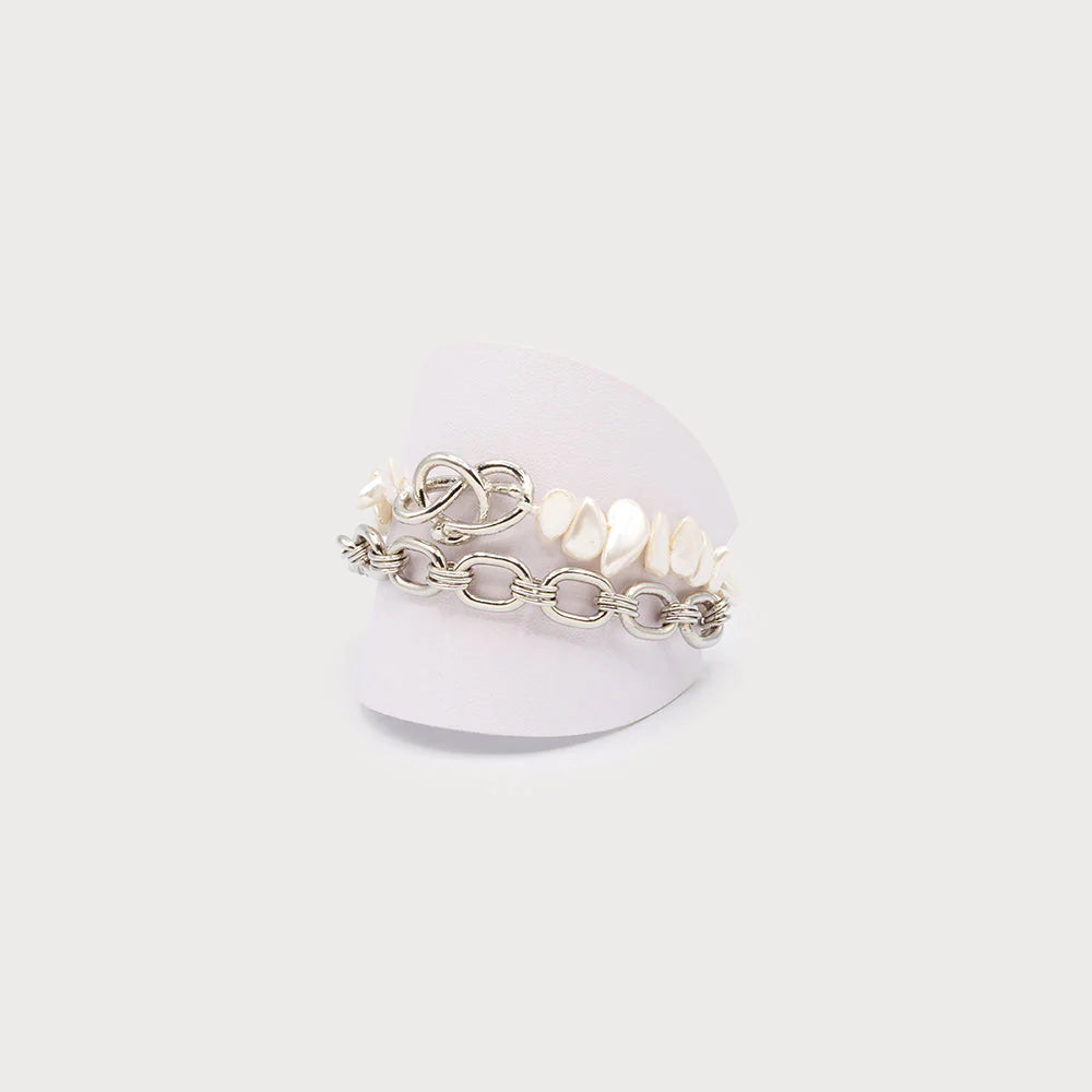 3371 Caracol Two Row Bracelet With Pearl