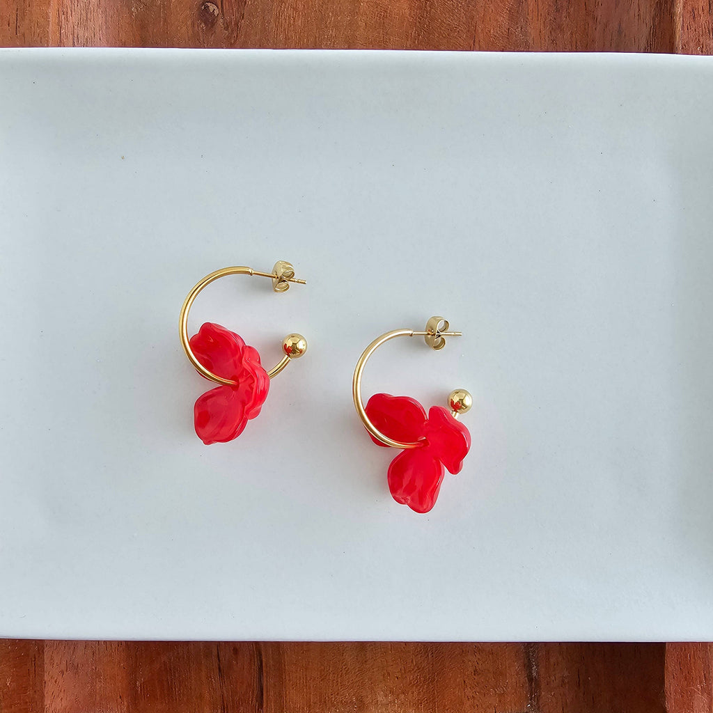 Magnolia Hoops - Poppy Red // Jewelry, Earrings, Fall