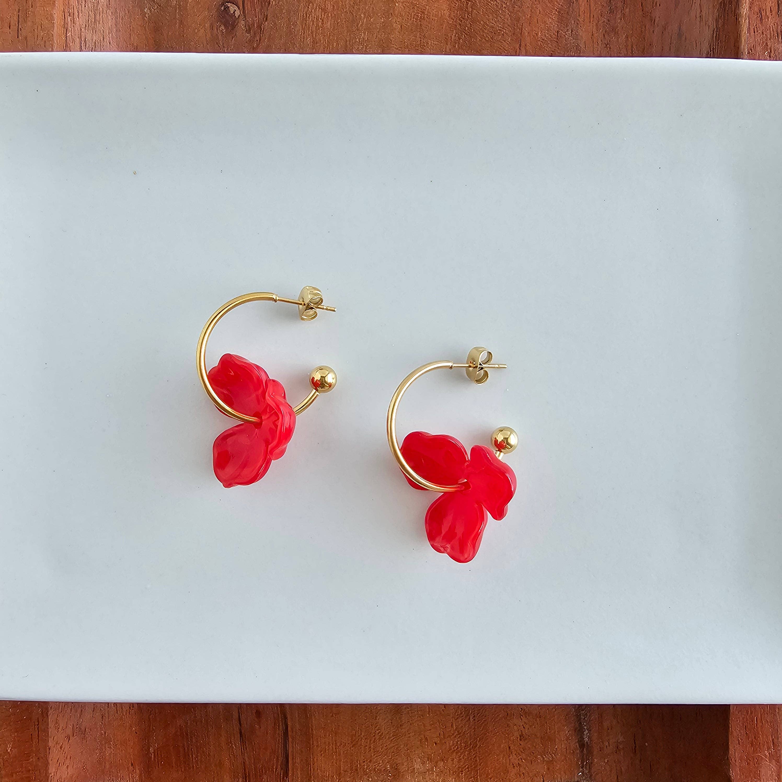 Magnolia Hoops - Poppy Red // Jewelry, Earrings, Fall