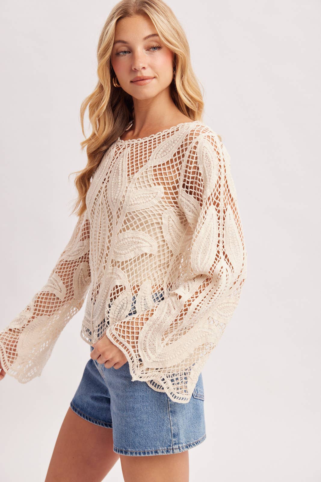 Open Hem Scalloped Top