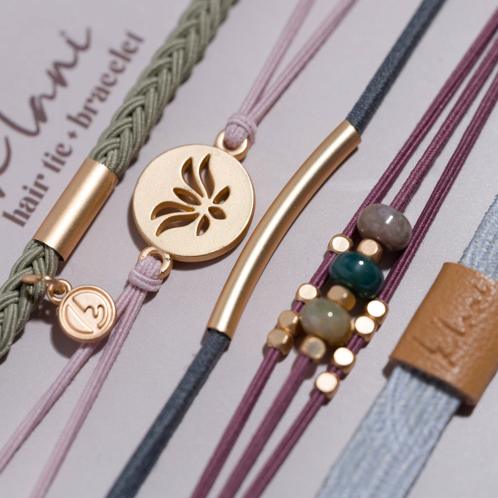 "Breathe" Lotus Flower Earthy Tones Hair Tie Bracelets