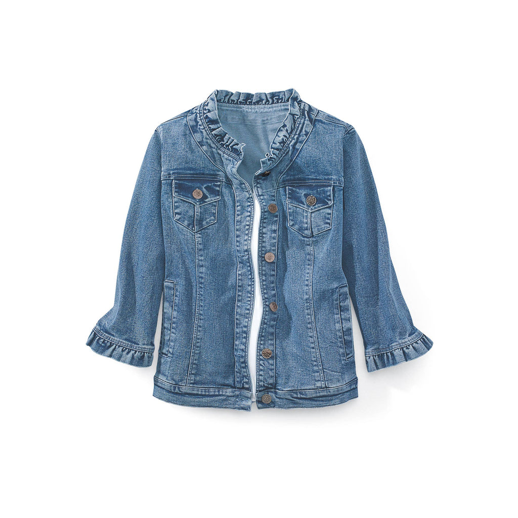 Ruffle Trimmed Denim Jacket