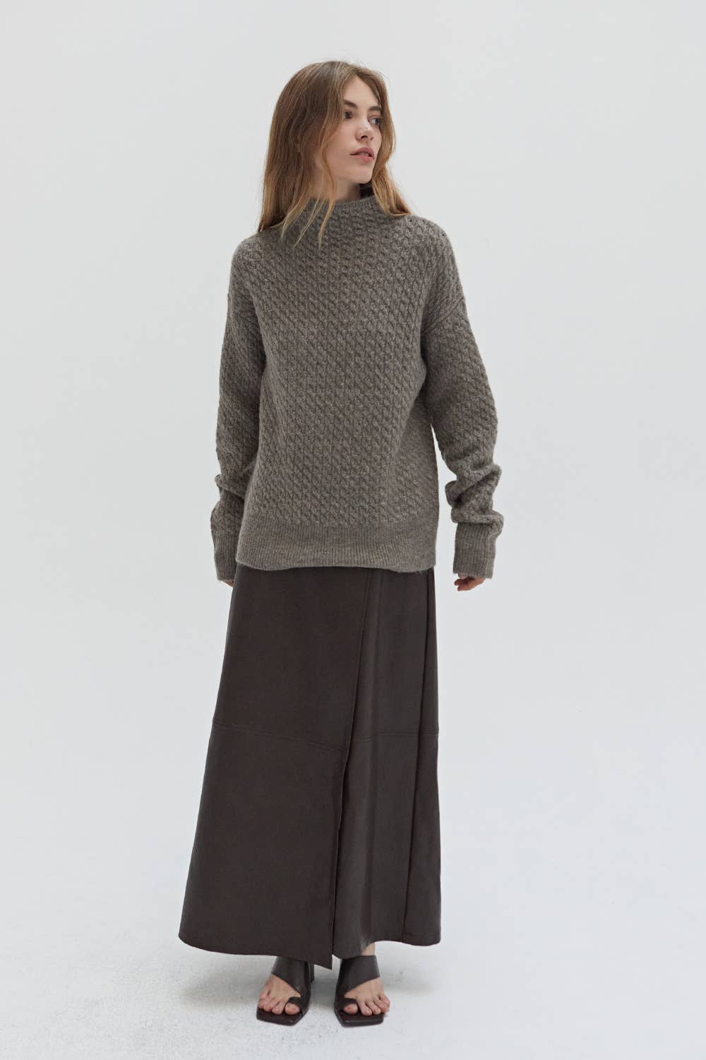 CT9280 - Emmi Cable Knit Mock Neck Sweater