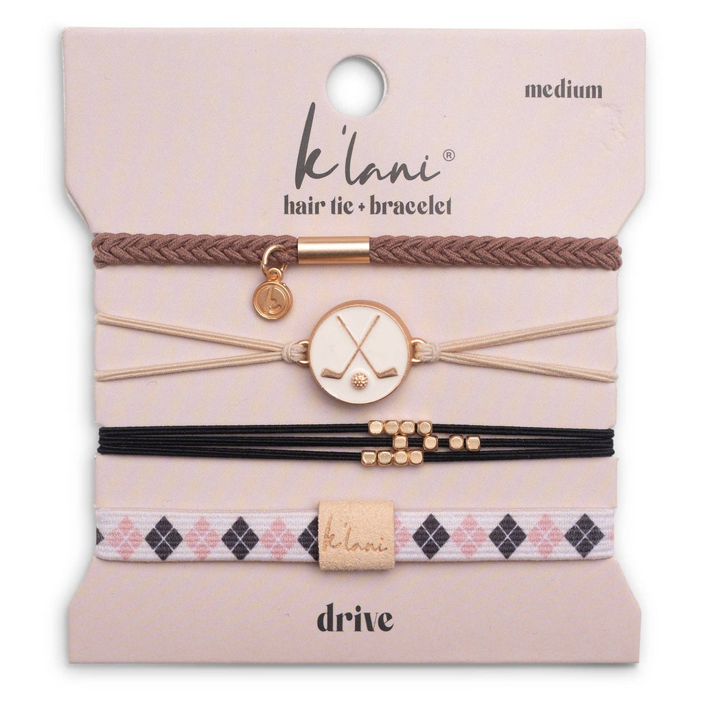 "Drive" Black & Cream Hair Tie Bracelets with Removable Ball Marker