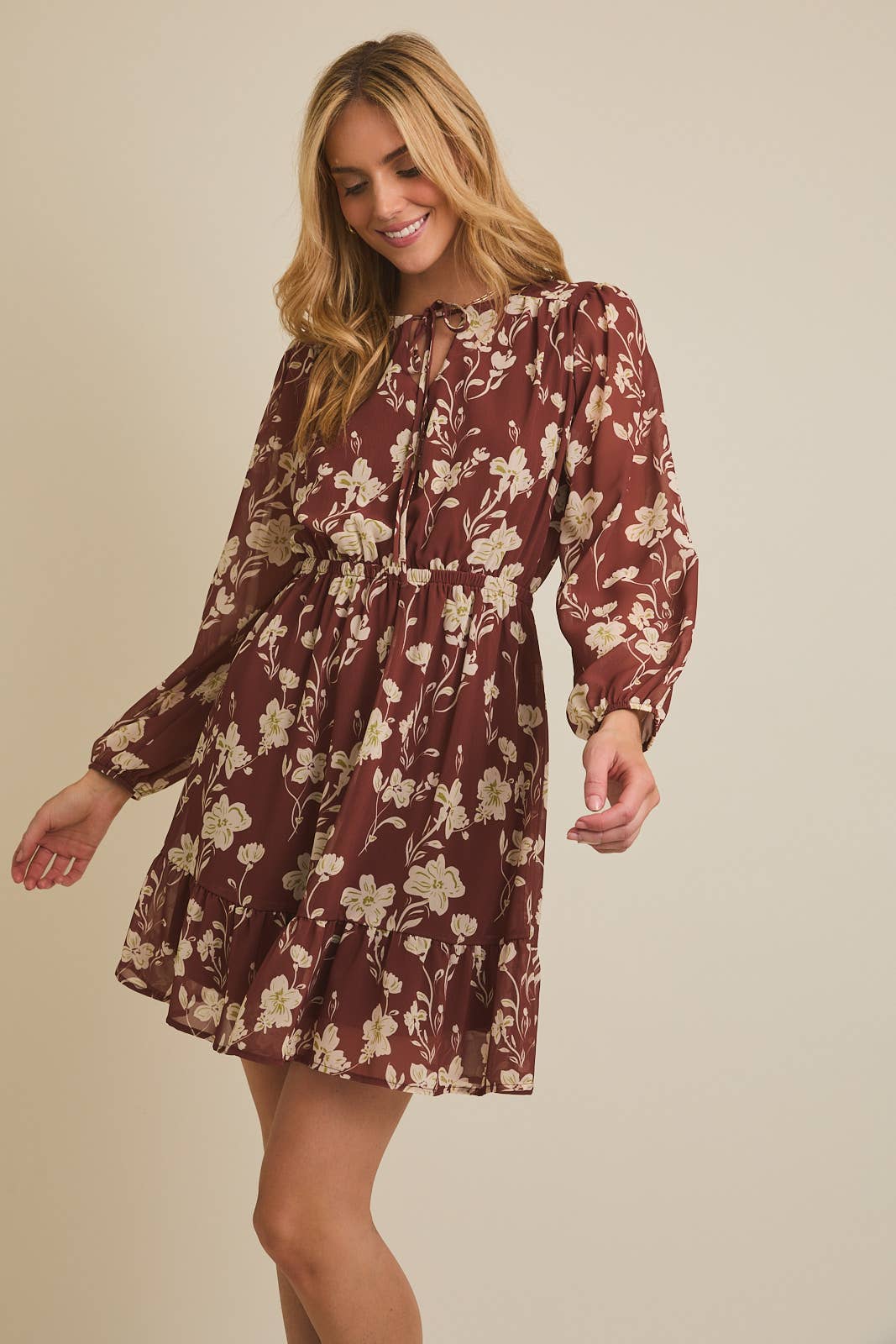 Flare Hem Floral Dress